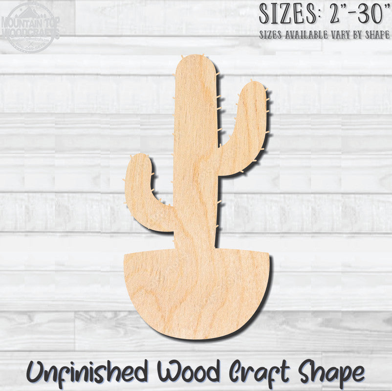 Cactus 2 Unfinished Wood Shape Blank Laser Engraved Cutout Woodcraft Craft Supply