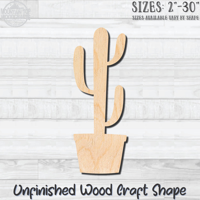 Cactus 4 Unfinished Wood Shape Blank Laser Engraved Cutout Woodcraft Craft Supply
