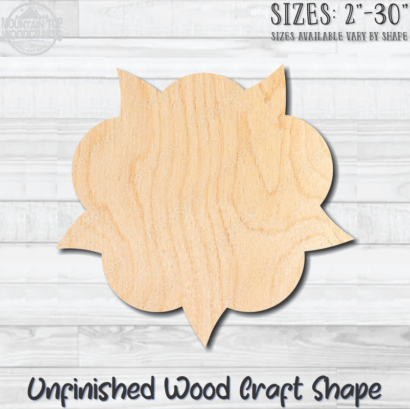 Flower 10 Unfinished Wood Shape Blank Laser Engraved Cutout Woodcraft Craft Supply