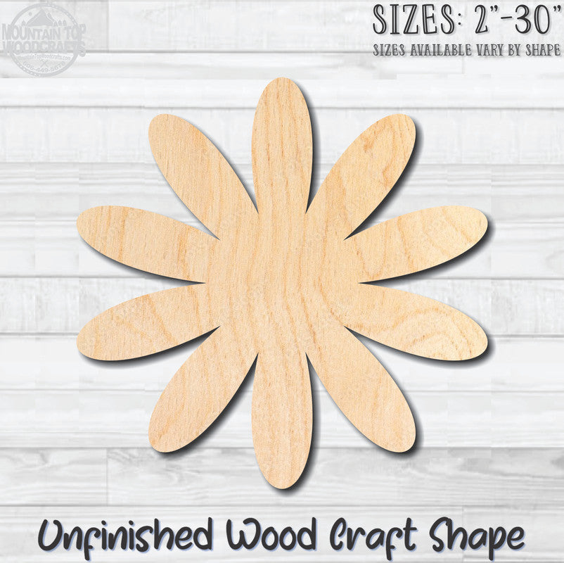 Flower 12 Unfinished Wood Shape Blank Laser Engraved Cutout Woodcraft Craft Supply