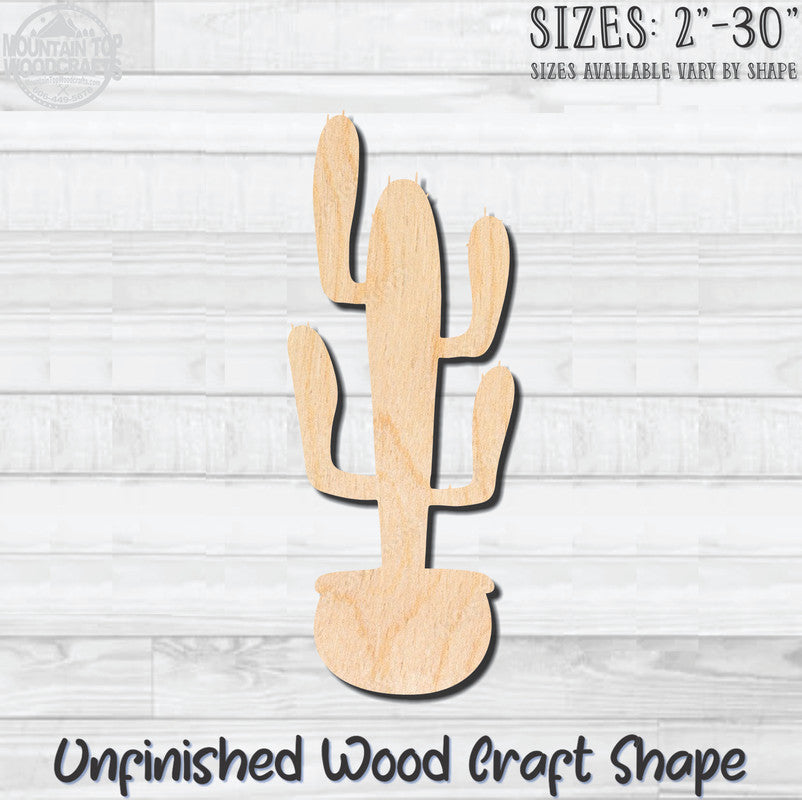 Cactus 10 Unfinished Wood Shape Blank Laser Engraved Cutout Woodcraft Craft Supply