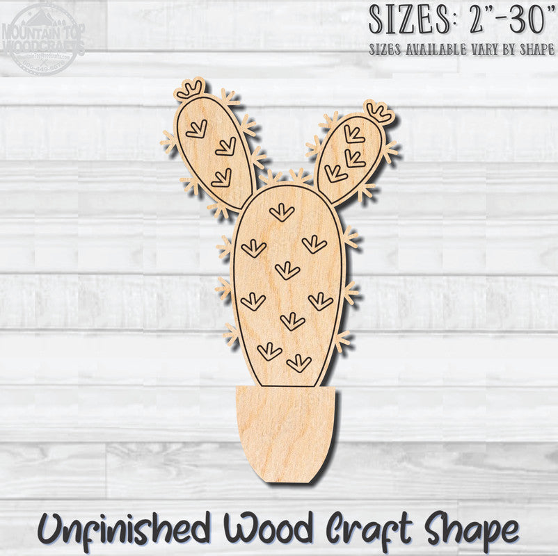 Cactus Detailed 3 Unfinished Wood Shape Blank Laser Engraved Cutout Woodcraft Craft Supply