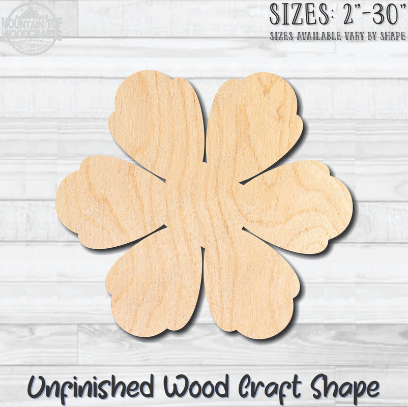 Flower 39 Unfinished Wood Shape Blank Laser Engraved Cutout Woodcraft Craft Supply