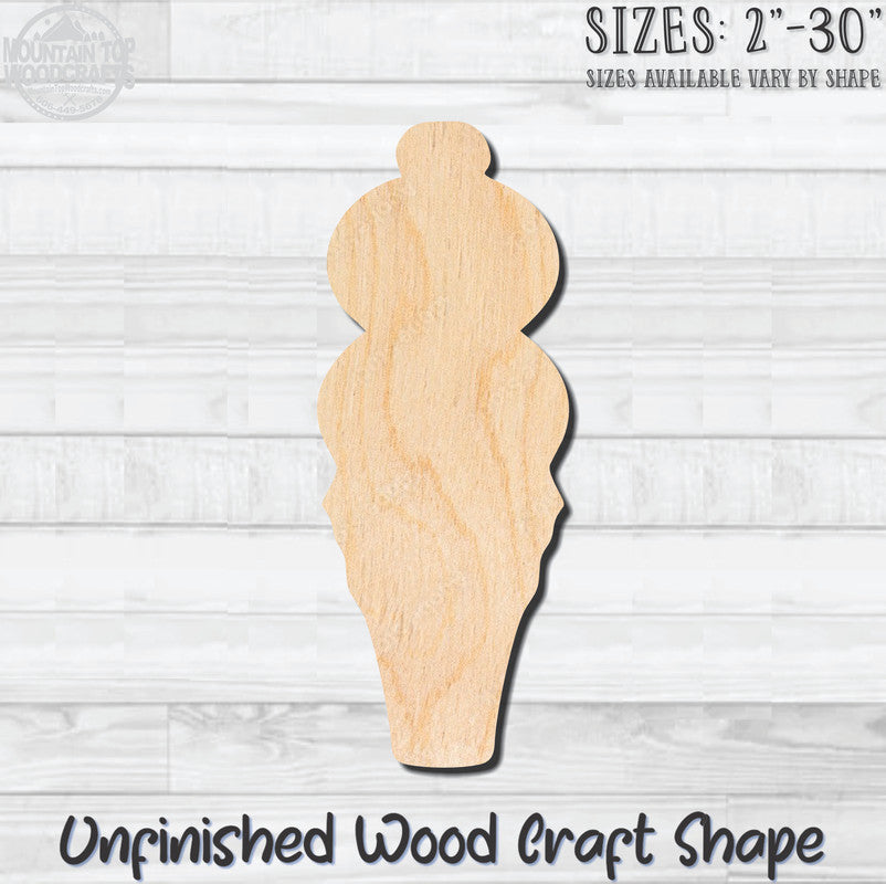 Ice Cream Cone 3 Unfinished Wood Shape Blank Laser Engraved Cutout Woodcraft Craft Supply