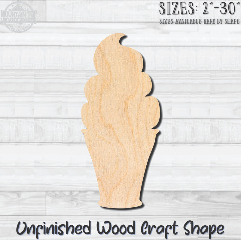 Ice Cream Cone 4 Unfinished Wood Shape Blank Laser Engraved Cutout Woodcraft Craft Supply