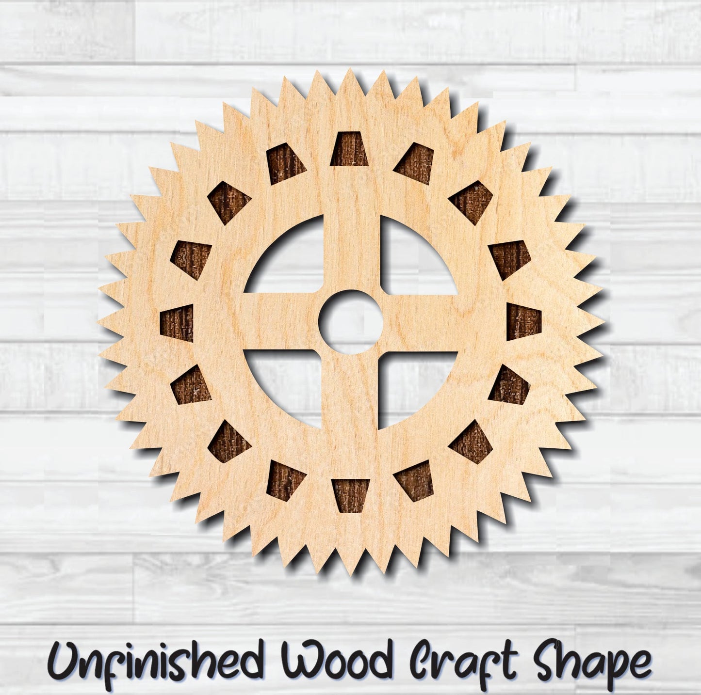 Gear 9 Cog Sprocket Pulley Unfinished Wood Shape Blank Laser Engraved Cut Out Woodcraft Craft Supply