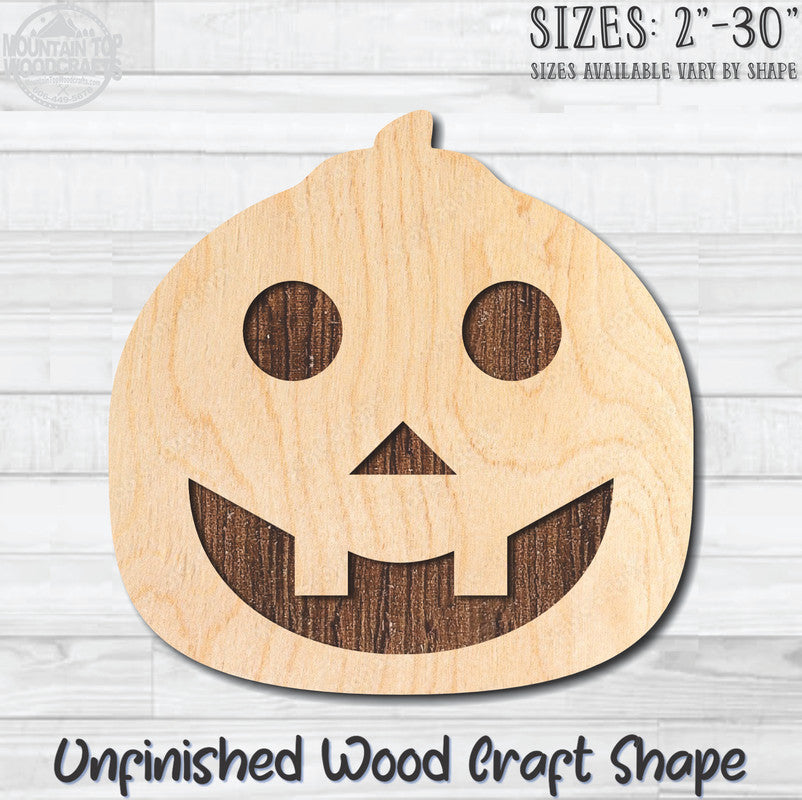 Jack O'Lantern 3 Halloween Unfinished Wood Shape Blank Laser Engraved Cutout Woodcraft Craft Supply