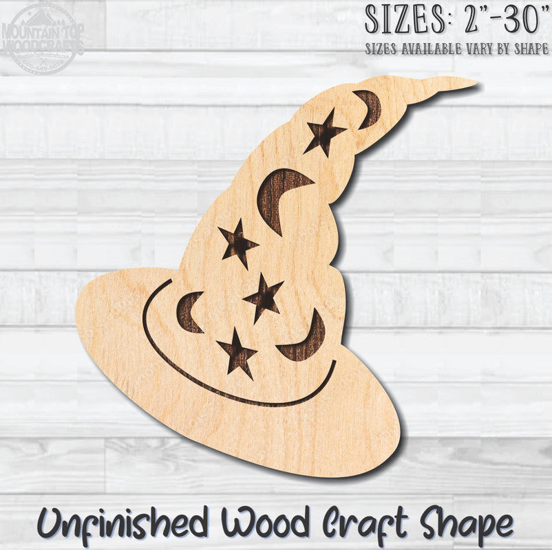 Witch's Hat Halloween Unfinished Wood Shape Blank Laser Engraved Cut Out Woodcraft Craft Supply