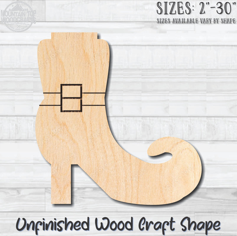 Witch's Boot Halloween Unfinished Wood Shape Blank Laser Engraved Cut Out Woodcraft Craft Supply