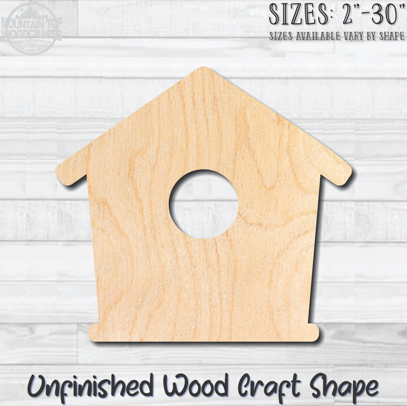 Birdhouse 6 Unfinished Wood Shape Blank Laser Engraved Cutout Woodcraft Craft Supply