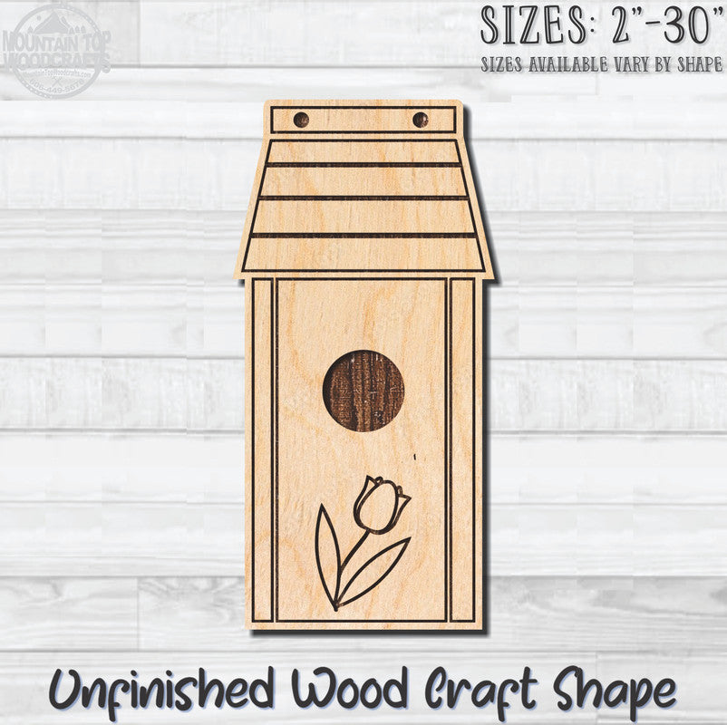Birdhouse Detailed 9 Unfinished Wood Shape Blank Laser Engraved Cutout Woodcraft Craft Supply