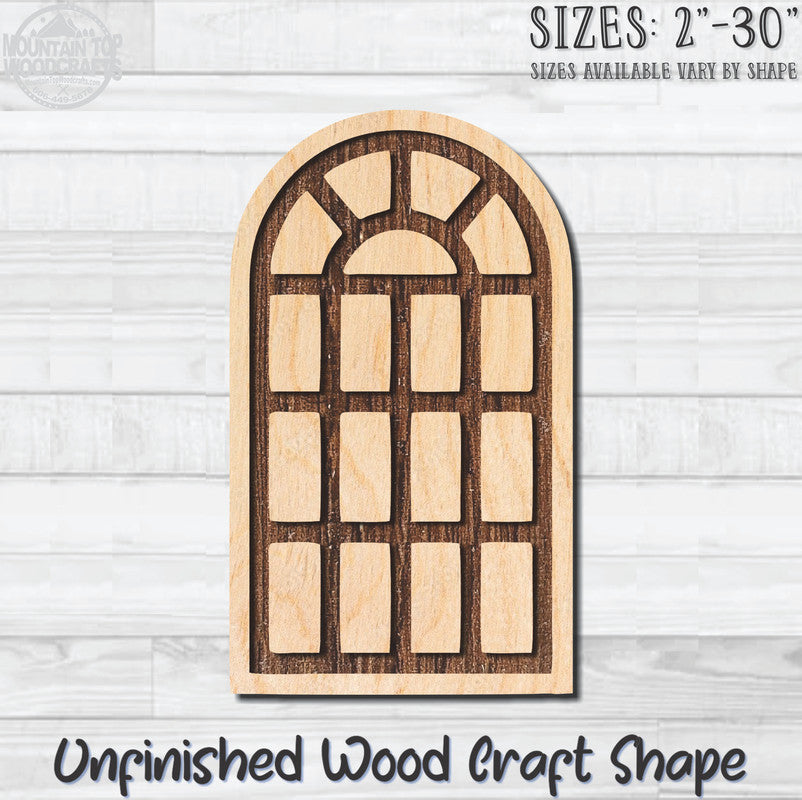 Stained Glass Window 12 Unfinished Wood Shape Blank Laser Engraved Cut Out Woodcraft Craft Supply