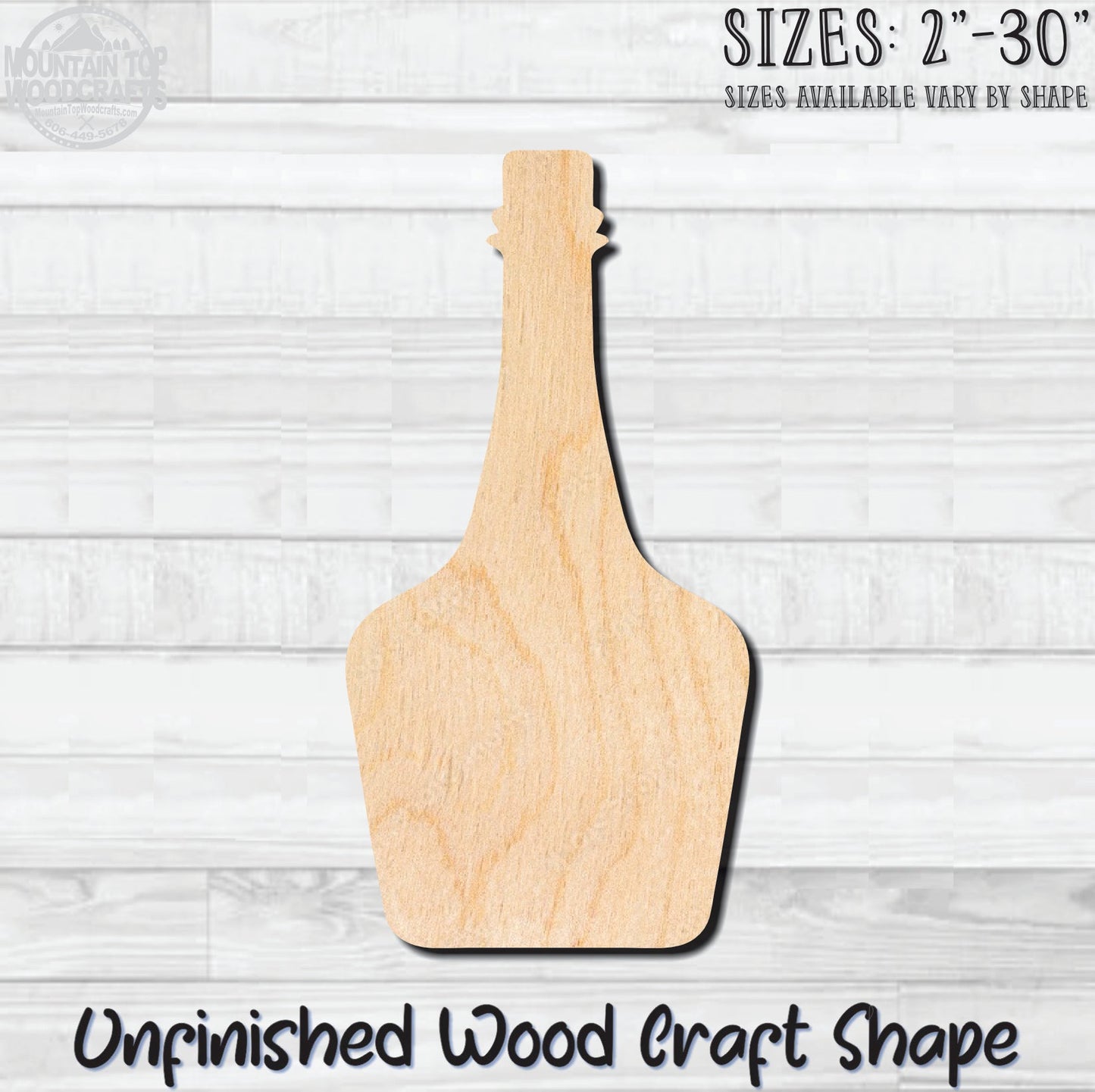 Wine Liquor Beer Bottle 1 Unfinished Wood Shape Blank Laser Engraved Cut Out Woodcraft Craft Supply