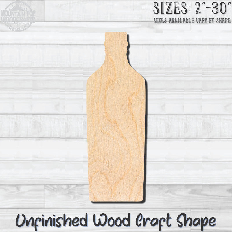 Wine Liquor Beer Bottle 3 Unfinished Wood Shape Blank Laser Engraved Cut Out Woodcraft Craft Supply