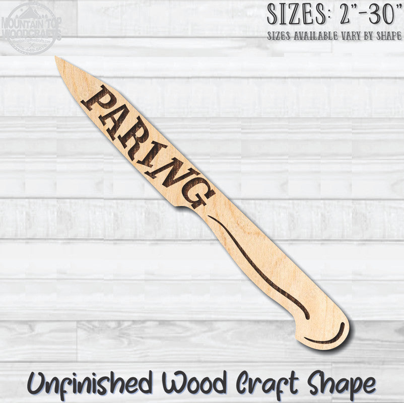 Knife Paring with Wording Unfinished Wood Shape Blank Laser Engraved Cutout Woodcraft Craft Supply