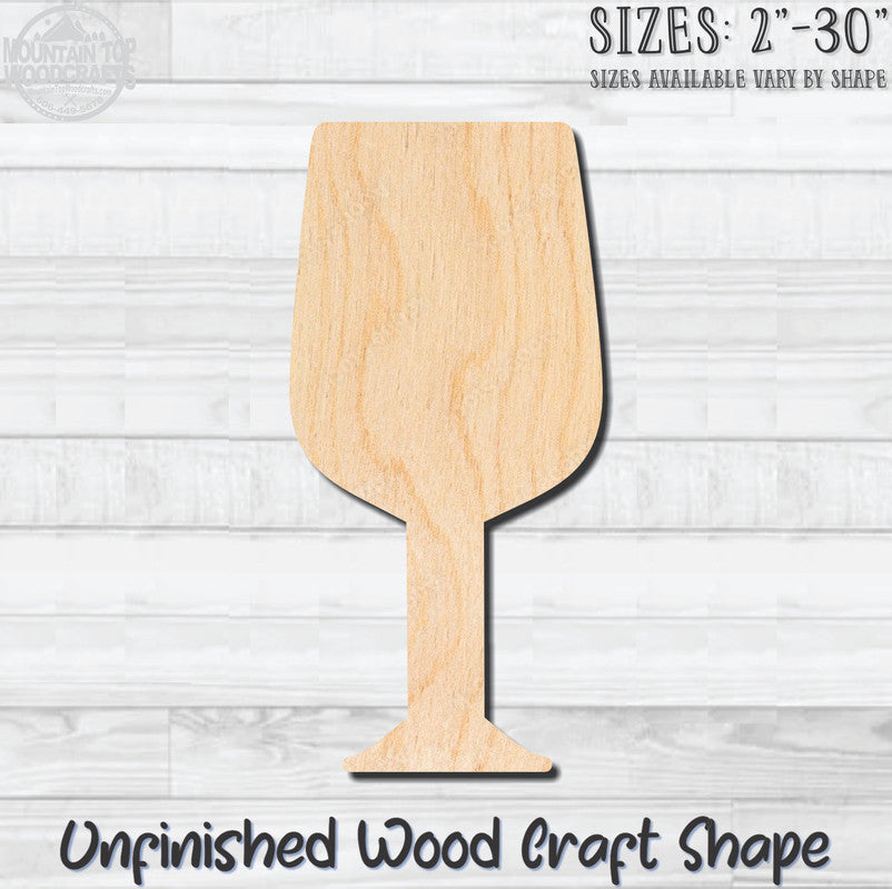 Wine Glass 1 Unfinished Wood Shape Blank Laser Engraved Cut Out Woodcraft Craft Supply