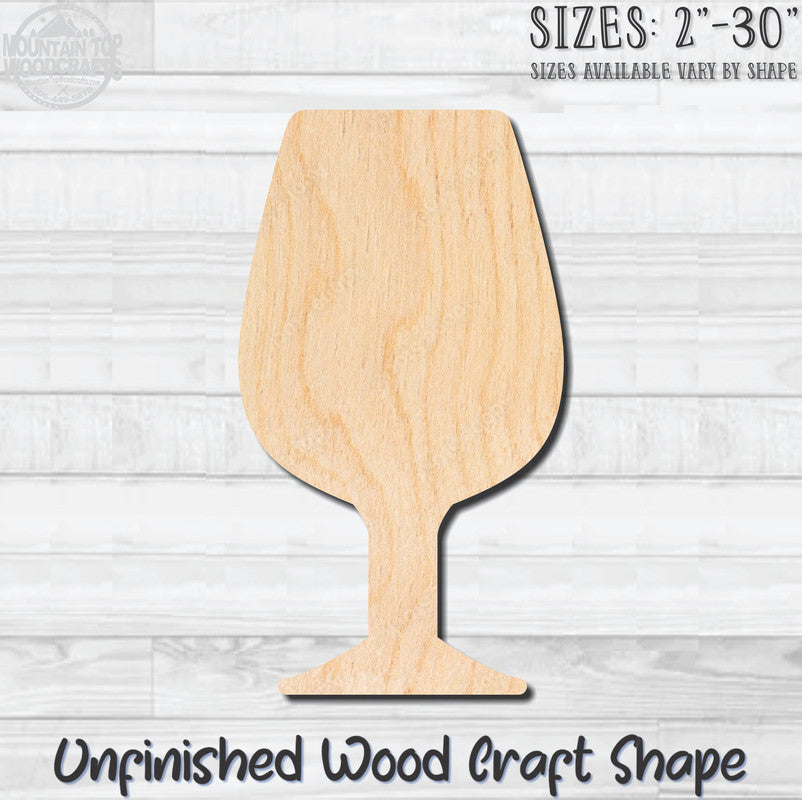 Wine Glass 2 Unfinished Wood Shape Blank Laser Engraved Cut Out Woodcraft Craft Supply