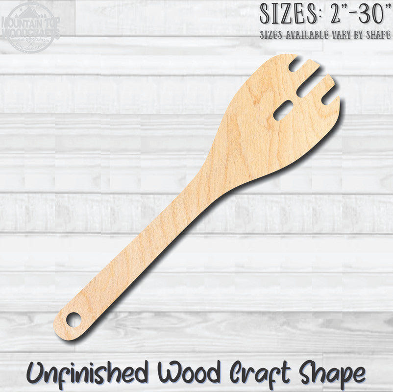 Serving Spork Kitchen Unfinished Wood Shape Blank Laser Engraved Cut Out Woodcraft Craft Supply