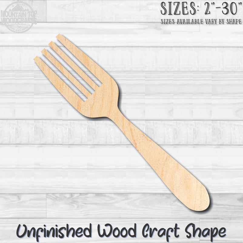Fork Silverware Kitchen Unfinished Wood Shape Blank Laser Engraved Cutout Woodcraft Craft Supply