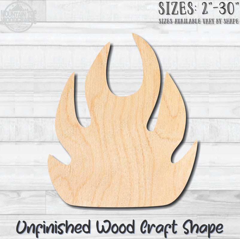 Fire Unfinished Wood Shape Blank Laser Engraved Cutout Woodcraft Craft Supply