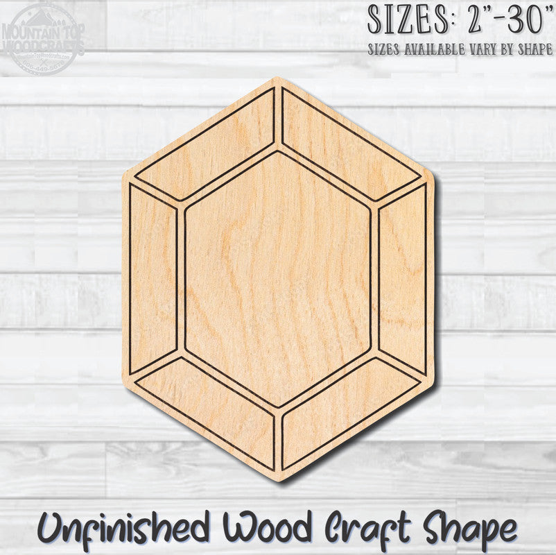 Gemstone Diamond 4 Unfinished Wood Shape Blank Laser Engraved Cutout Woodcraft Craft Supply