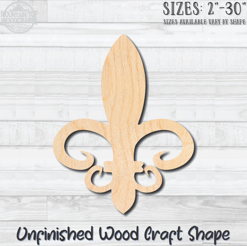 Fleurdelis 12 Fleur de lis Unfinished Wood Shape Blank Laser Engraved Cutout Woodcraft Craft Supply
