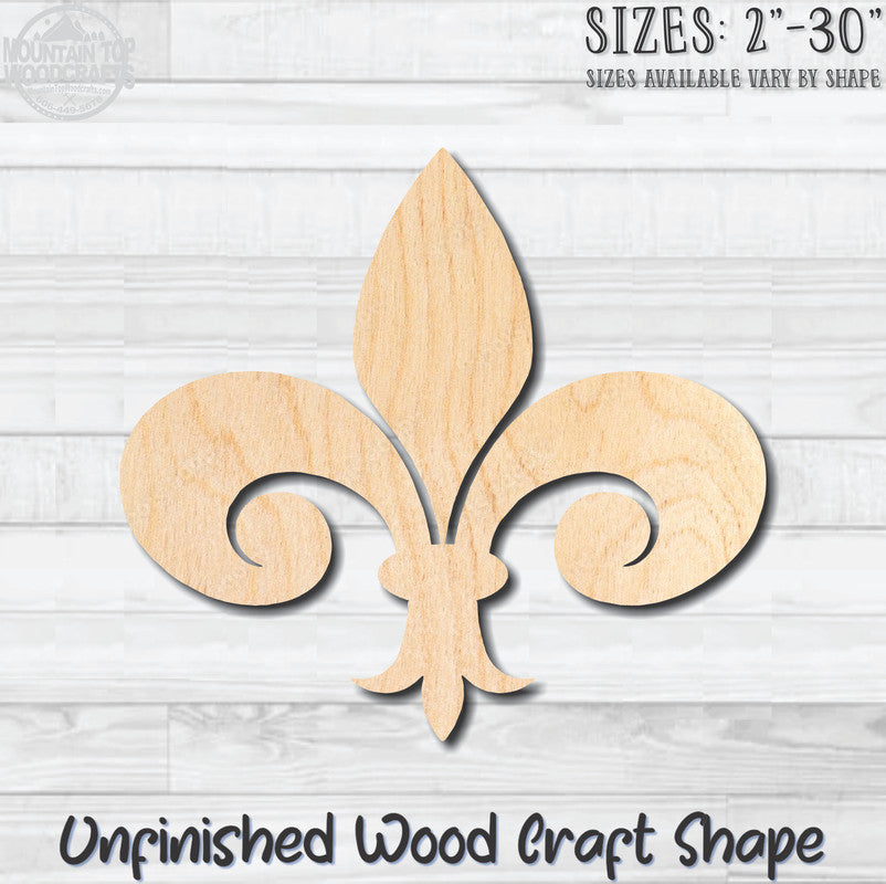 Fleurdelis 1 Fleur de lis Unfinished Wood Shape Blank Laser Engraved Cutout Woodcraft Craft Supply