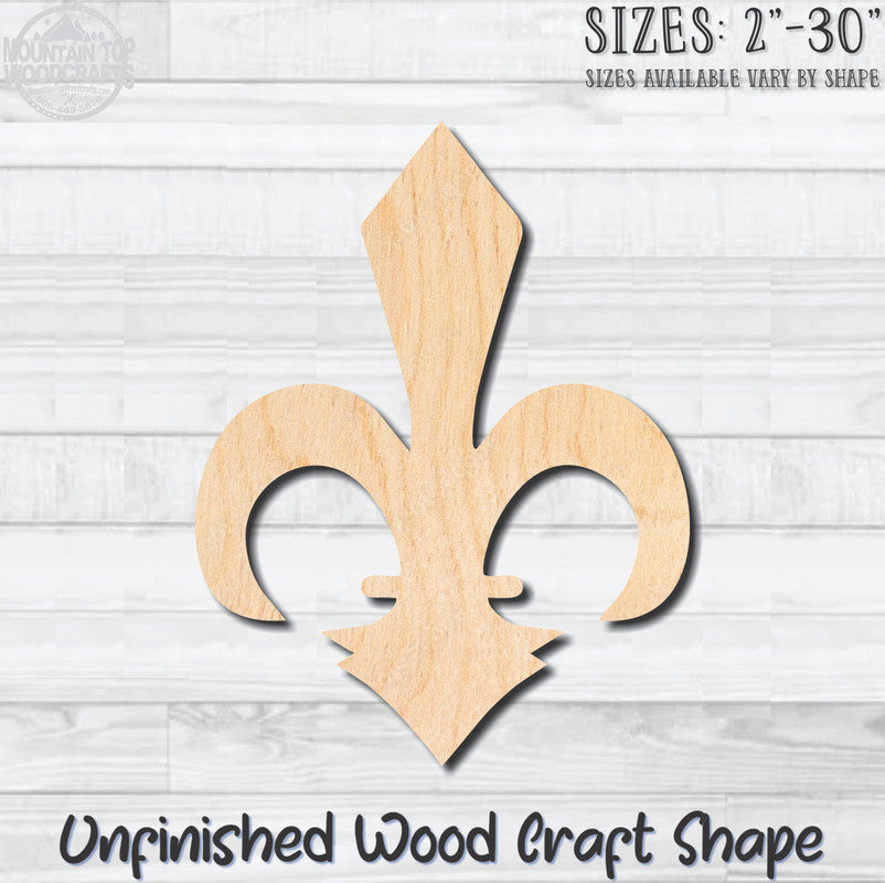 Fleurdelis 2 Fleur de lis Unfinished Wood Shape Blank Laser Engraved Cutout Woodcraft Craft Supply