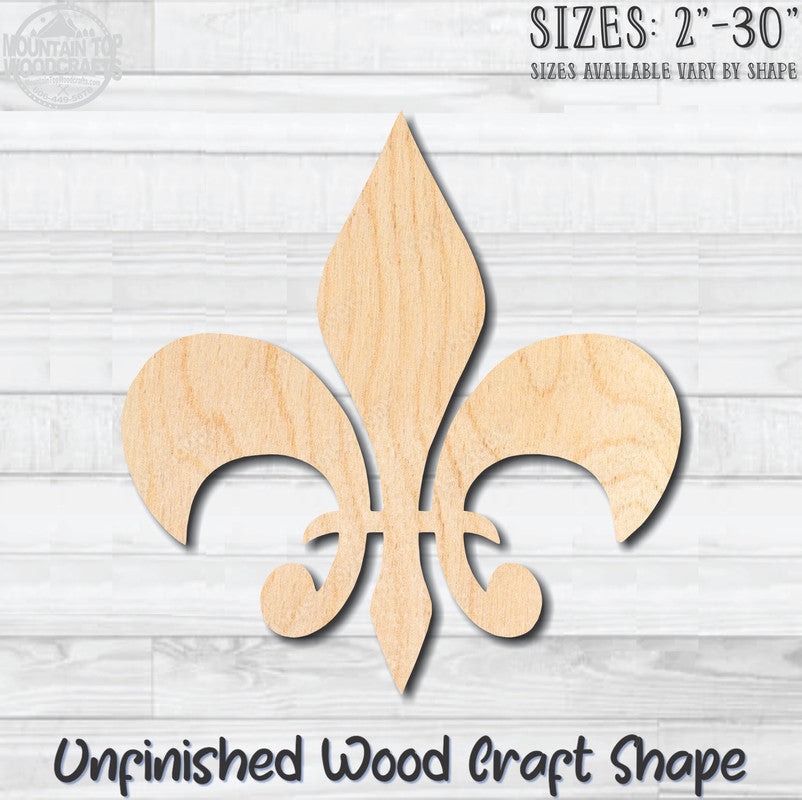 Fleurdelis 6 Fleur de lis Unfinished Wood Shape Blank Laser Engraved Cutout Woodcraft Craft Supply