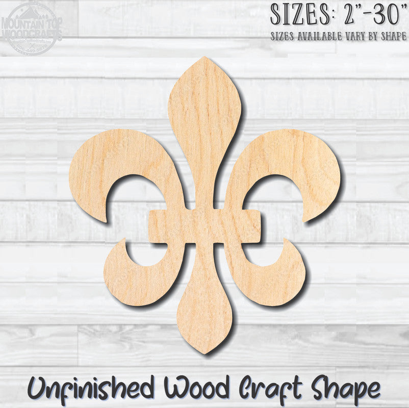 Fleurdelis 7 Fleur de lis Unfinished Wood Shape Blank Laser Engraved Cutout Woodcraft Craft Supply