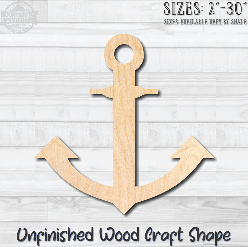 Anchor 1 Nautical Unfinished Wood Shape Blank Laser Engraved Cutout Woodcraft Craft Supply