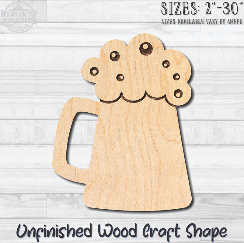 Beer Stein Unfinished Wood Shape Blank Laser Engraved Cutout Woodcraft Craft Supply