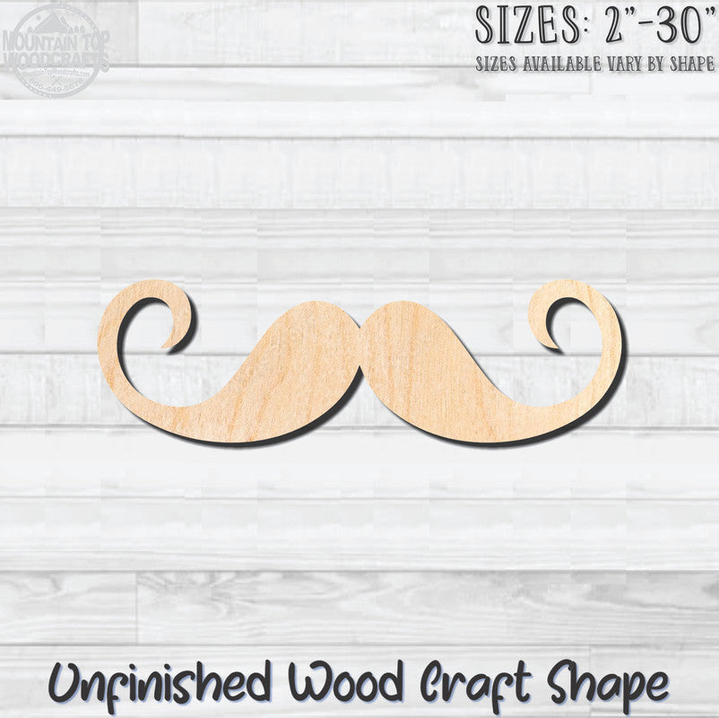 Mustache Handlebar Unfinished Wood Shape Blank Laser Engraved Cutout Woodcraft Craft Supply