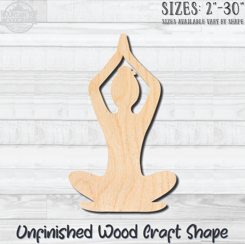 Yoga Position 3 Unfinished Wood Shape Blank Laser Engraved Cut Out Woodcraft Craft Supply