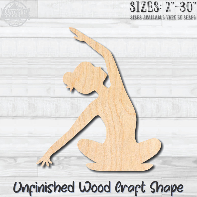 Yoga Position 2 Unfinished Wood Shape Blank Laser Engraved Cut Out Woodcraft Craft Supply