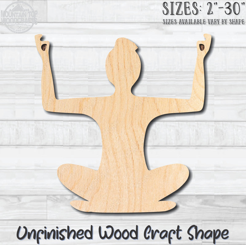 Yoga Position 1 Unfinished Wood Shape Blank Laser Engraved Cut Out Woodcraft Craft Supply