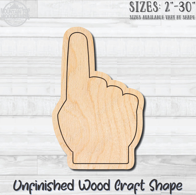 #1 Fingers Sign Language Unfinished Wood Shape Blank Laser Engraved Cut Out Woodcraft Craft Supply