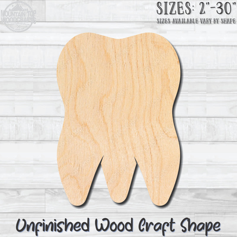 Tooth 1 Unfinished Wood Shape Blank Laser Engraved Cutout Woodcraft Craft