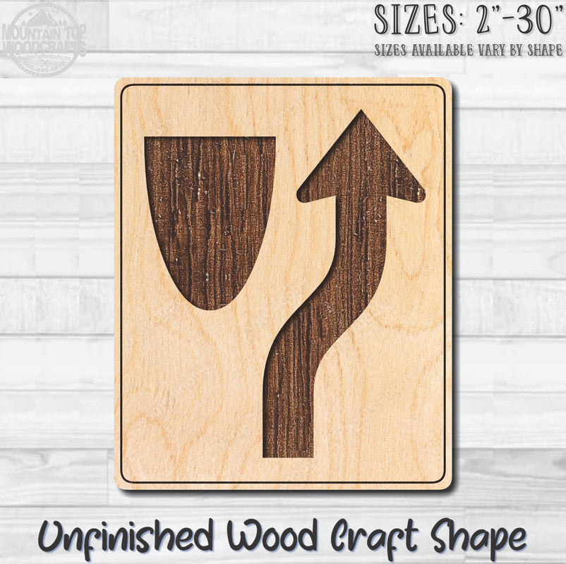 Keep Right Traffic Road Sign Unfinished Wood Shape Blank Laser Engraved Cutout Woodcraft Craft Supply