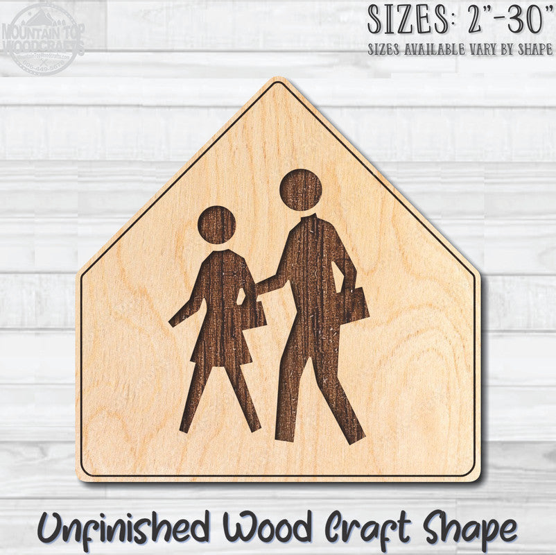 School Traffic Street Road Sign Unfinished Wood Shape Blank Laser Engraved Cutout Woodcraft Craft Supply