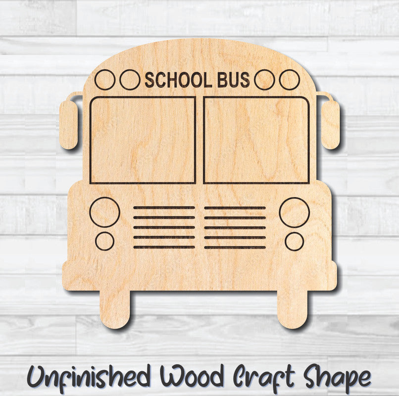 School Bus Laser Engraved Unfinished Wood Shape Craft Blank Laser Cutout Woodcraft Supply