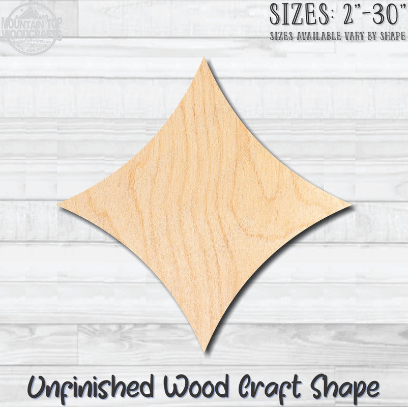 Asteroid Rounded Diamond Unfinished Wood Shape Blank Laser Engraved Cutout Woodcraft Craft Supply
