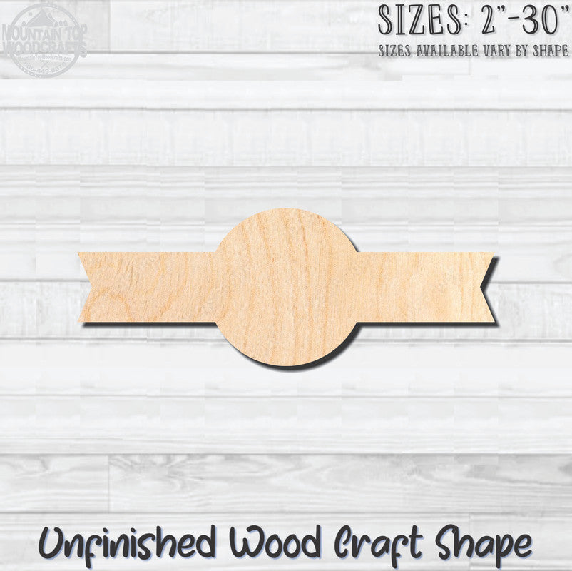 Swag Banner Circle Center Unfinished Wood Shape Blank Laser Engraved Cutout Woodcraft Craft Supply