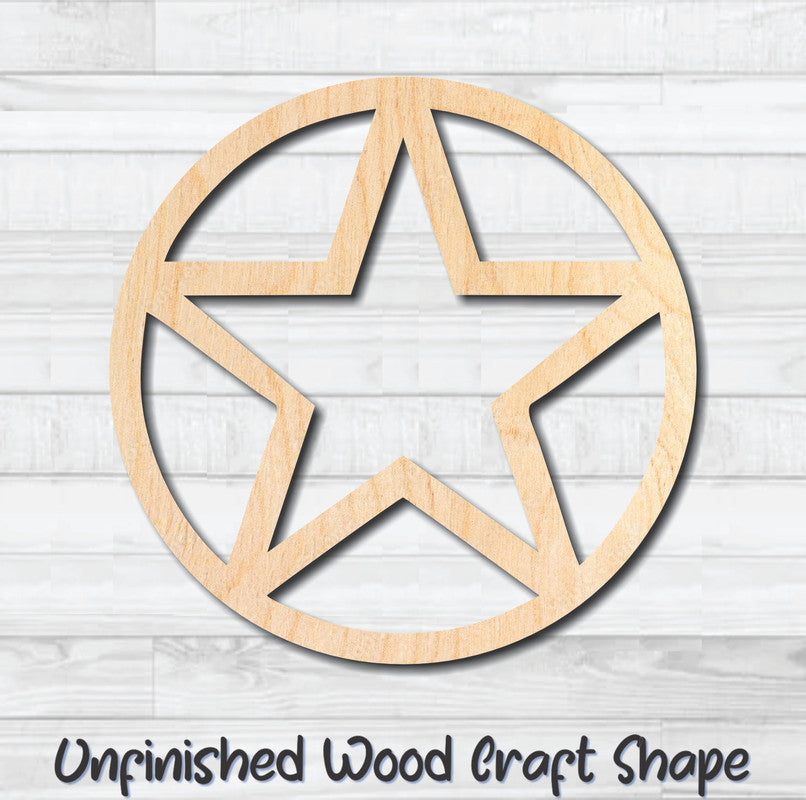 Star Circle Unfinished Wood Shape Blank Laser Engraved Cut Out Woodcraft Craft Supply