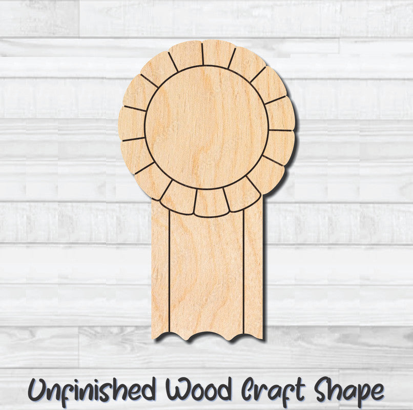 Award Ribbon 3 Unfinished Wood Shape Blank Laser Engraved Cutout Woodcraft Craft Supply