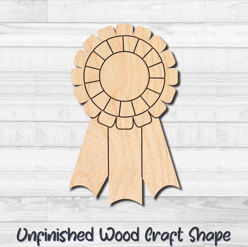 Award Ribbon 14 Unfinished Wood Shape Blank Laser Engraved Cutout Woodcraft Craft Supply