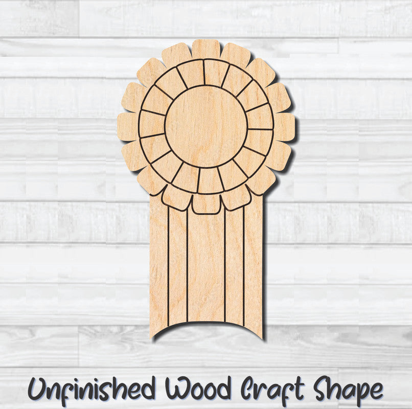 Award Ribbon 4 Unfinished Wood Shape Blank Laser Engraved Cutout Woodcraft Craft Supply