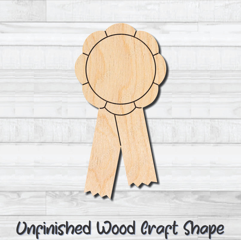Award Ribbon 5 Unfinished Wood Shape Blank Laser Engraved Cutout Woodcraft Craft Supply