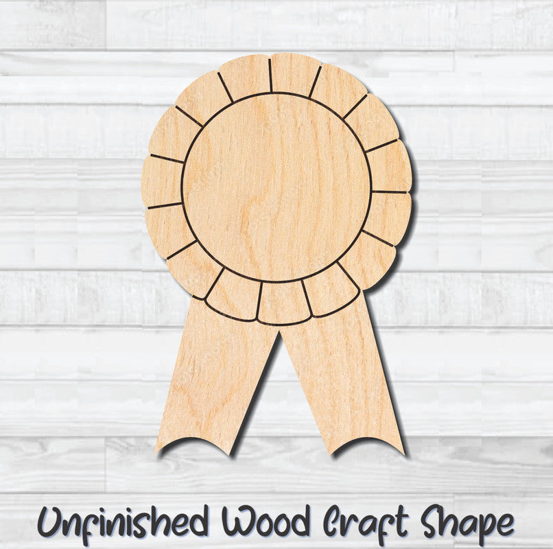 Award Ribbon 6 Unfinished Wood Shape Blank Laser Engraved Cutout Woodcraft Craft Supply