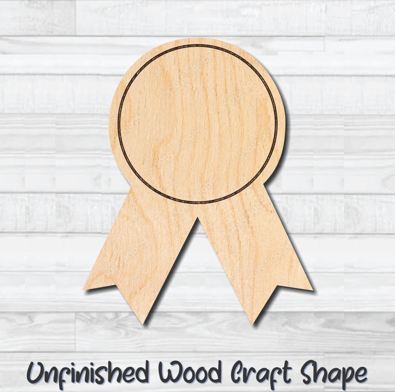 Award Ribbon 9 Unfinished Wood Shape Blank Laser Engraved Cutout Woodcraft Craft Supply